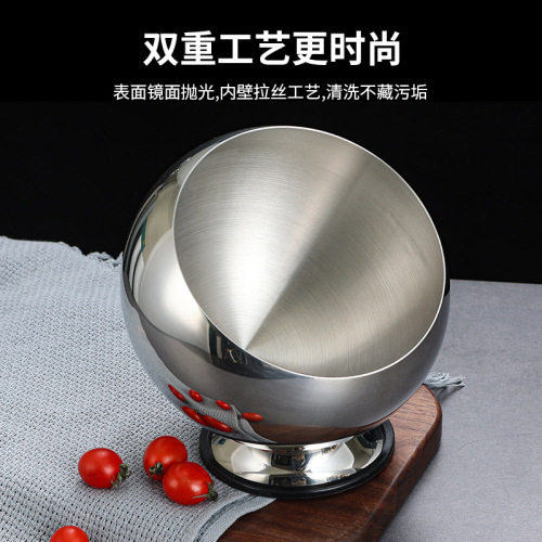 Korean stainless steel cooking basin creative slant bowl seasoning jar restaurant buffet sauce bowl with lid spherical small food cup