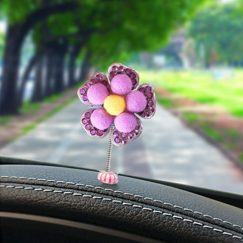 2025 adornos creativos para automóviles sacudiendo la cabeza, flores de perlas, conchas, flores, diamantes, decoraciones de automóviles para niñas lindas