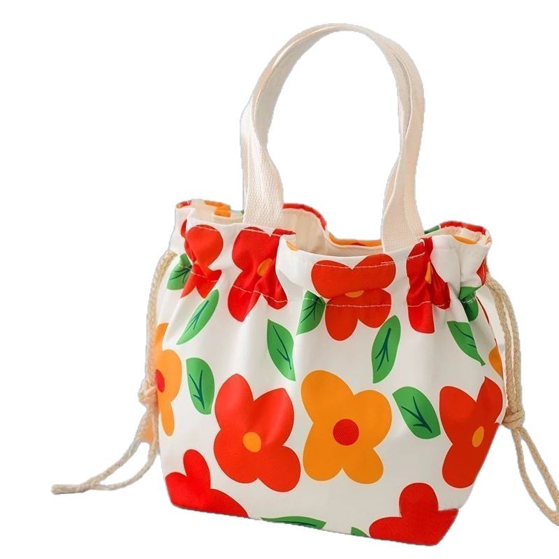 Bento con cordón, lonchera japonesa, bolso de trabajo, bolsillo portátil para estudiantes con bocas de arroz, lona linda impermeable