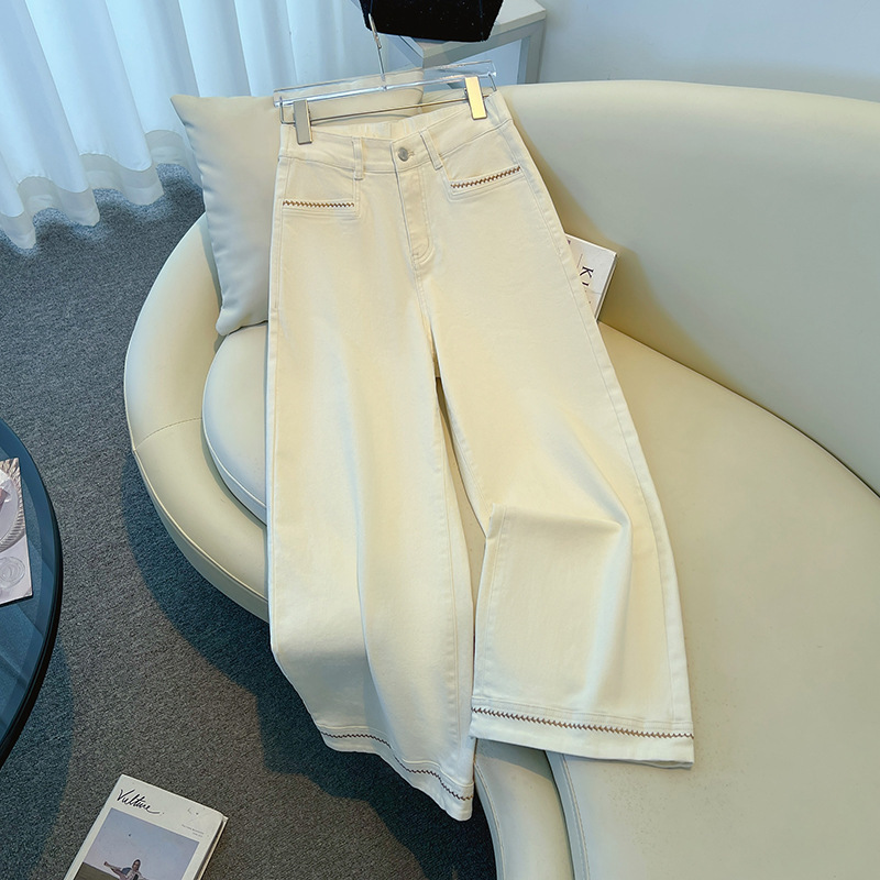 浅色牛仔裤女2025新款高腰宽松垂感阔腿裤小个子显瘦休闲直筒女裤|undefined