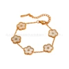 Five-leaf clover sparkling diamond white shell bracelet