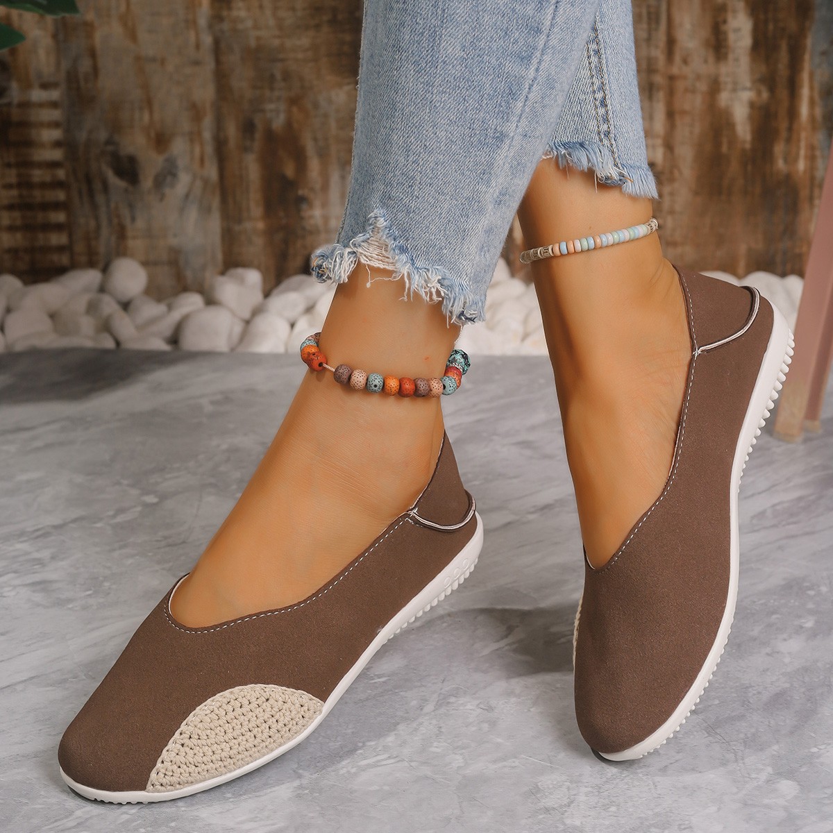 Women's Colour-block Ballet Flats Comfortable Spring Footwear_voghion.com