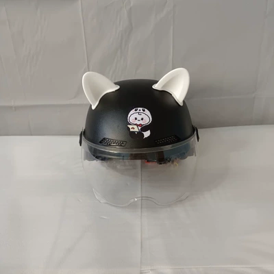New national standard 3C adult simple: Motosiklet kaskı (dəbilqə) - adult-black-size-11-white-cat-ears-hd-short-lens