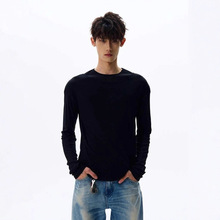 美式复古假两件长袖T恤男女设计感双层内搭打底衫休闲松弛感上衣