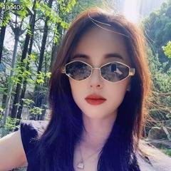 跨境金属多边形ins 男女款个性潮流太阳眼镜圆脸网红情侣街拍墨镜