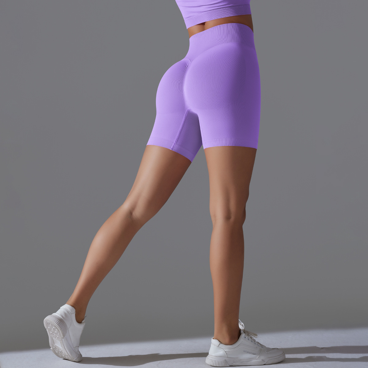 Seamless Solid Color Shorts Tight Running Fitness Yoga Wear High Waist Butt-Lifting Peach Sports Pants_viptrois.com