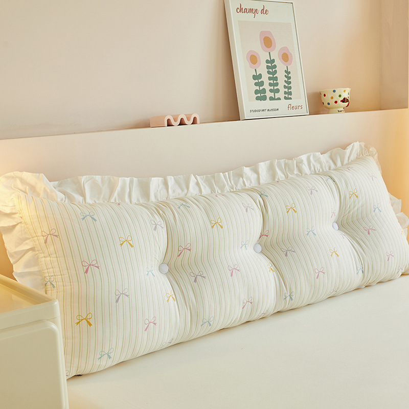 Pure Cotton Fleece-Lined Bedside Cushion Large Backrest Pillow Waist Protector Sofa Bedroom Princess Bed Reading Tatami Pillow