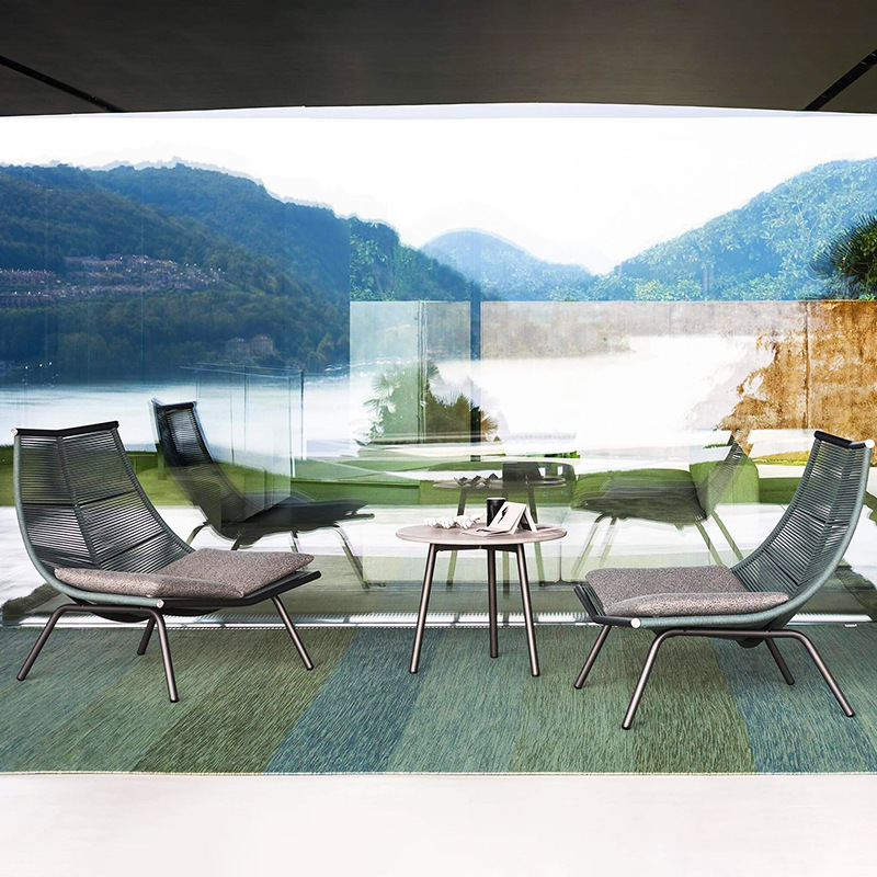 Silla de mimbre, mecedora europea y americana, silla de ocio de ratán para el hogar de verano, sofá perezoso al aire libre, sillón reclinable combinado de tres piezas