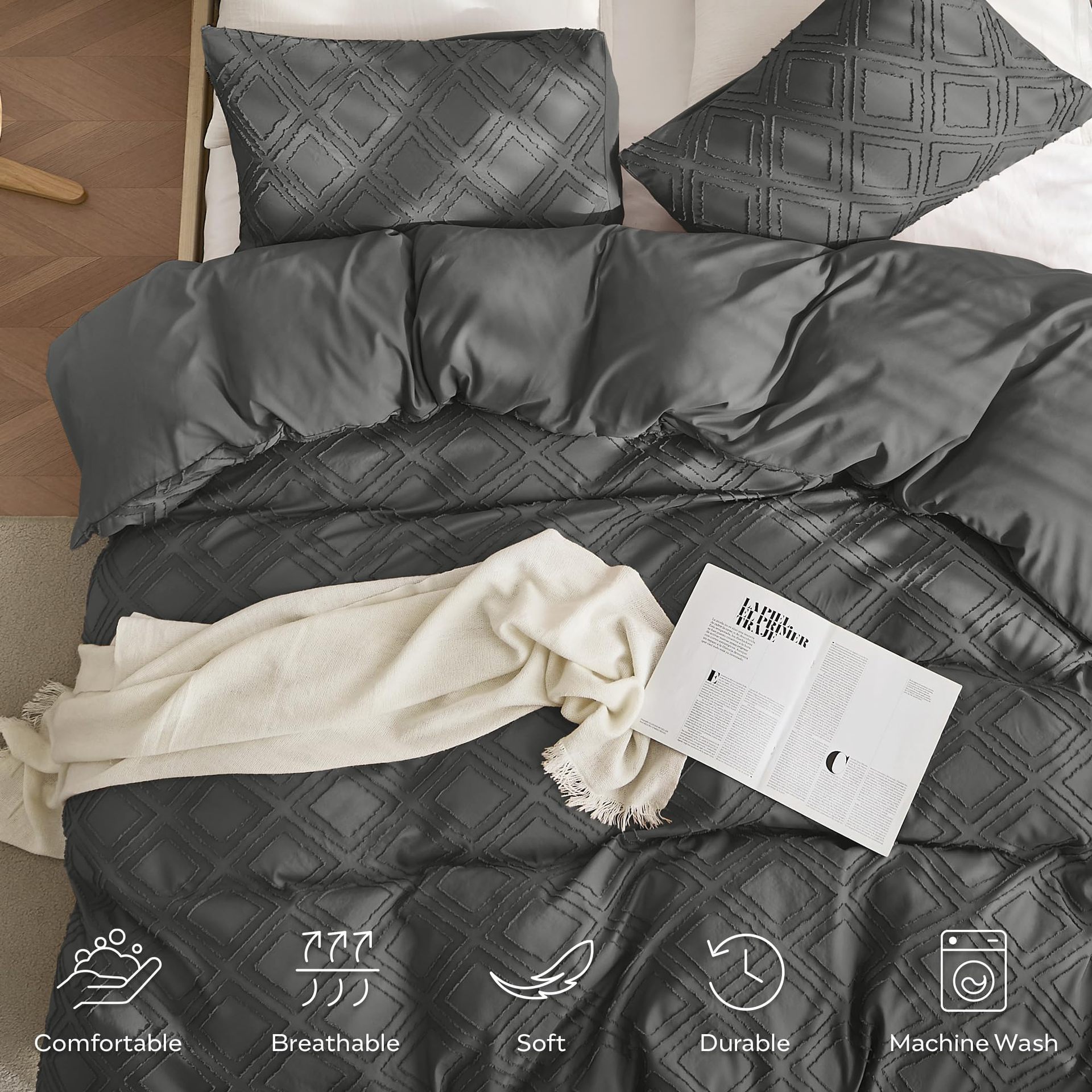 Dark Grey-grid Queen(90__&time