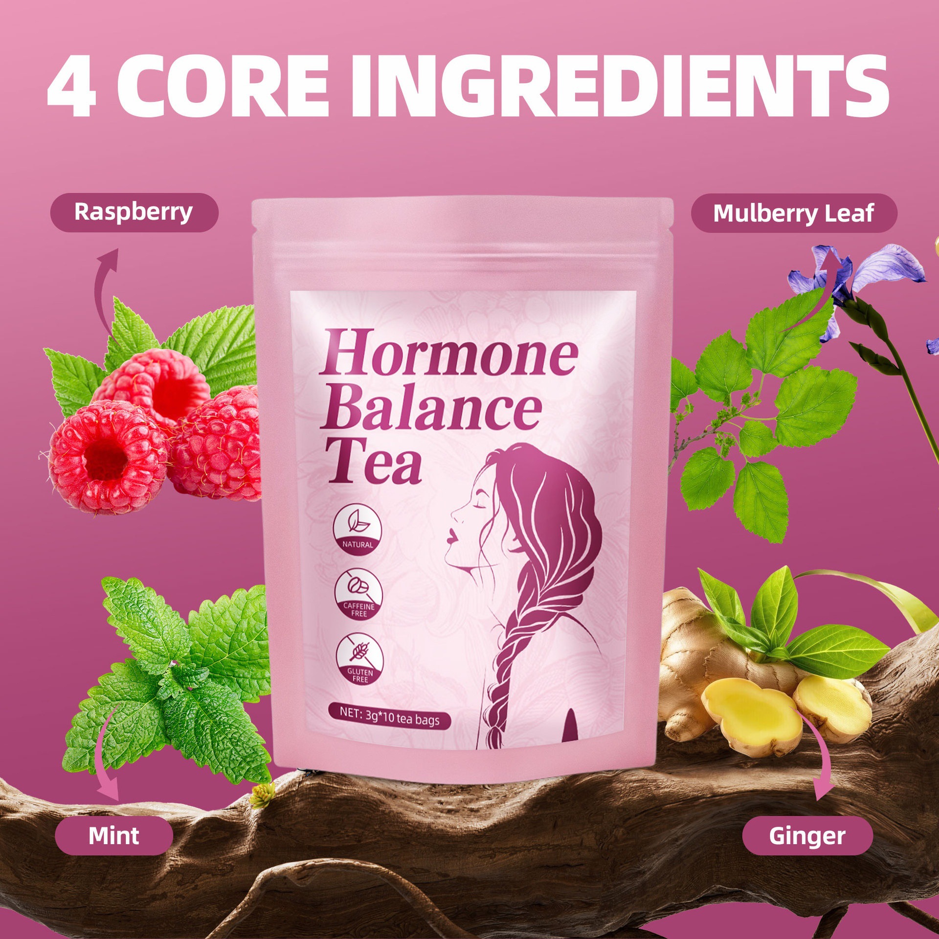 Hormone Balance Herbal Tea Bags 30 Count Cold Brew Wellness Tea for Women Daily Support overview