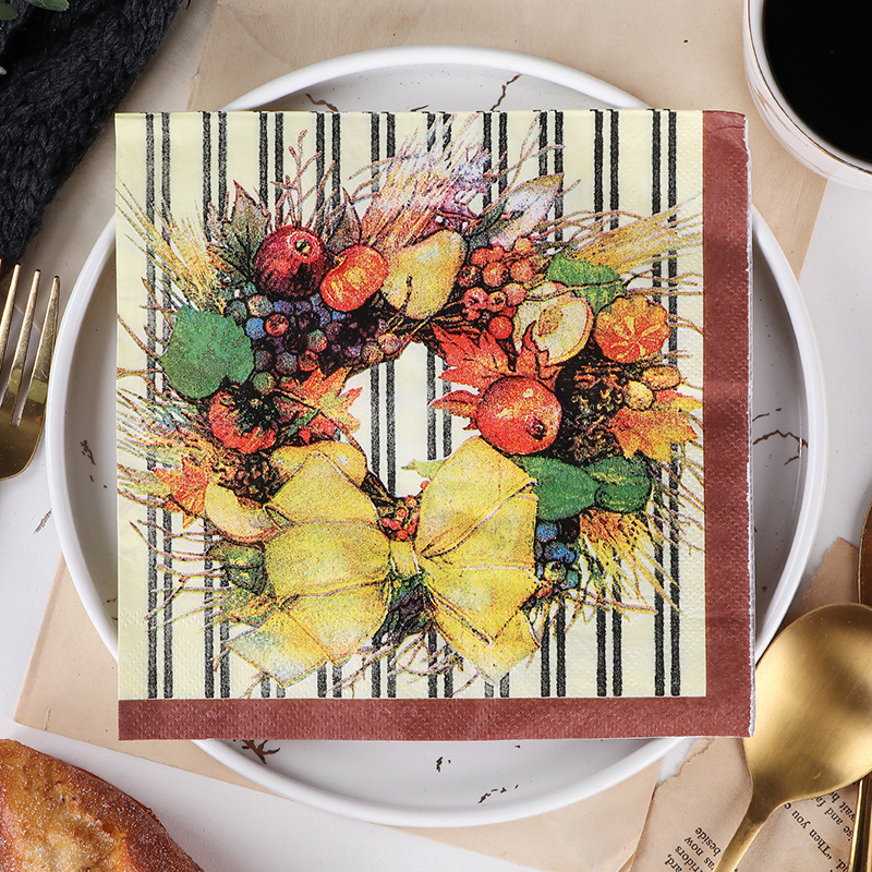 Autumn Fruit Garland napkin Western restaurant tissue disposable printed tissue holiday party supplies