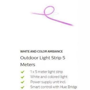 Philips Hue Outdoor Light Strip 5m, Can Also Be Used Indoors and Baseboards