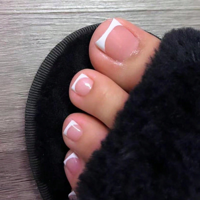 French Foot Nail White Edge Simple Fake Toenail Pure Desire Style Pink Nail Nail White Foreign Trade Wear Nail French Foot Nail White Edge Simple Fake Toenail Pure Desire Style Pink Nail Nail White Foreign Trade Wear Nail