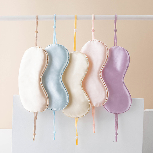 Simulated silk eye mask wholesale light-blocking sleep eye mask ear-hanging mulberry silk aviation eye mask for sleep double-sided printing logo