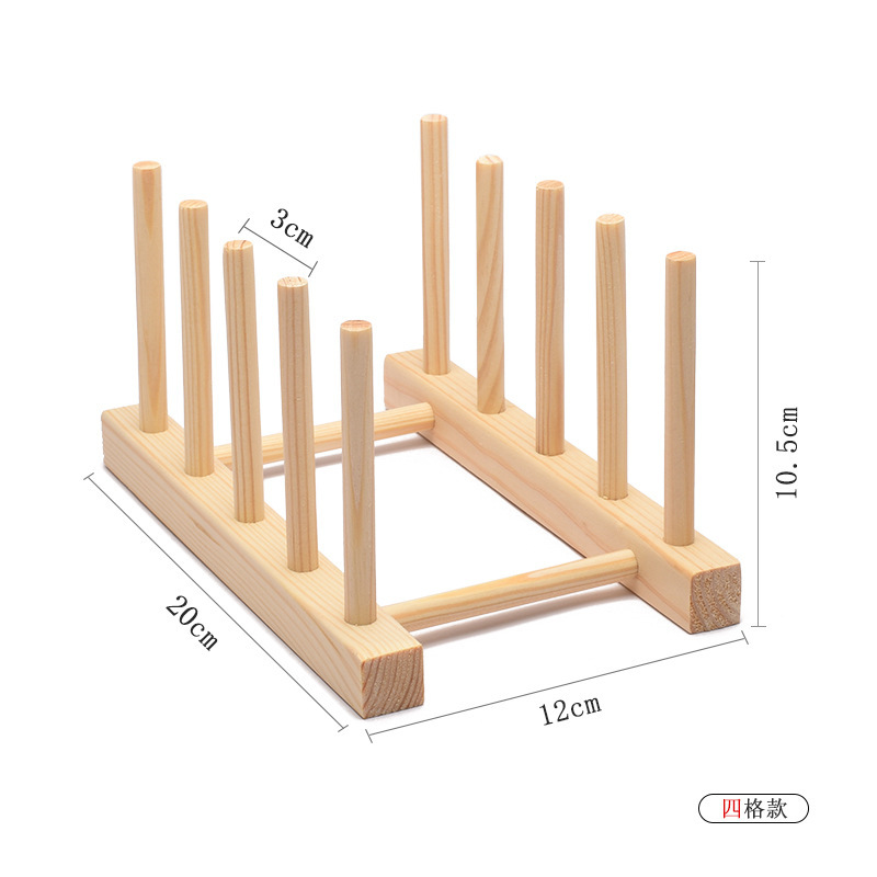 Escurridor y Organizador de Platos de Madera de Pino para Cocina