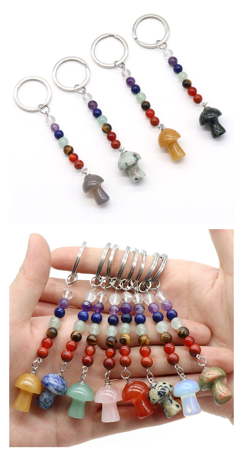 1 Piece Quantity natural stone Material Cute Mushroom Natural Stone Keychain
