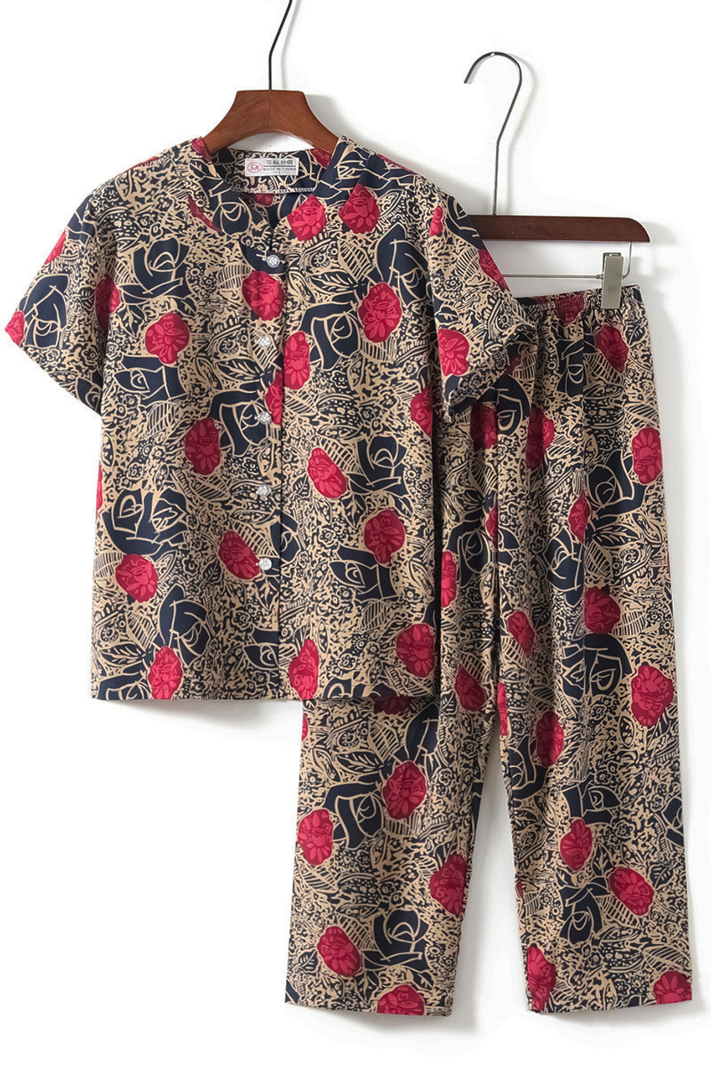 夏装套装老年人妈妈两件套中老年女装奶奶老人衣服上衣老太太短袖