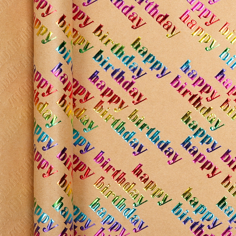 Transfronterizos para feliz cumpleaños, regalo de San Valentín, papel de embalaje de alto nivel, estampado concavo, rollo de kraft retro
