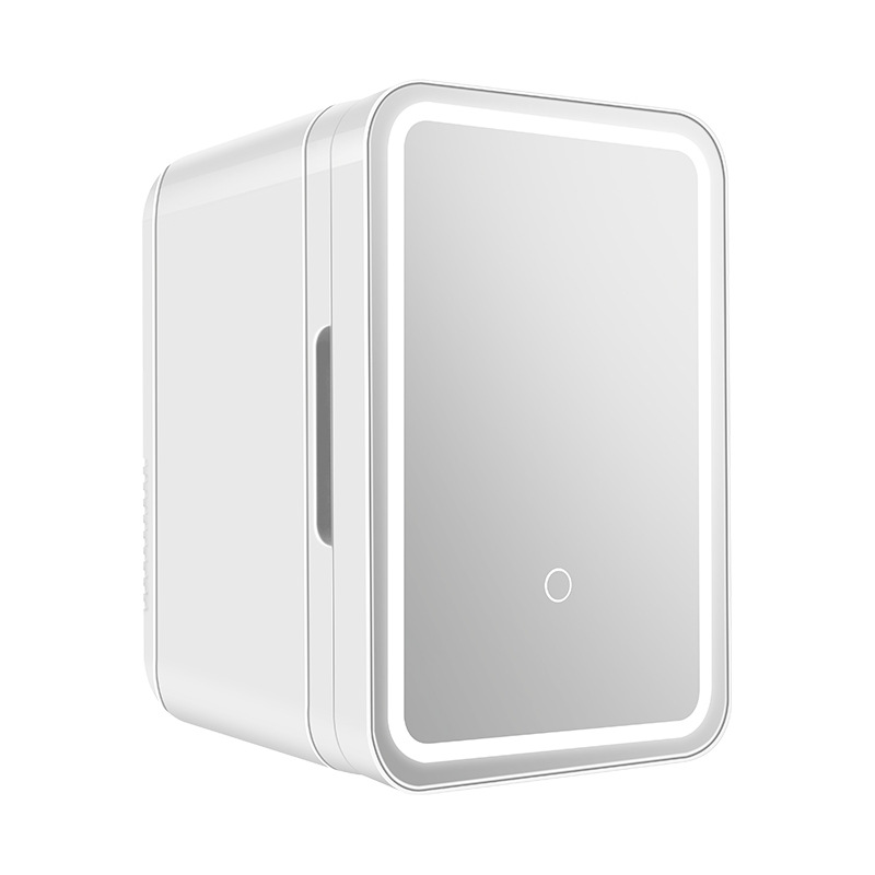 Cross-Border Foreign Trade 8L Car Refrigerator with Light and Mirror, Cosmetic Cooler, Dormitory and Home Refrigerator, Can Be Used for Both Cooling and Heating, Cannot Be Frozen