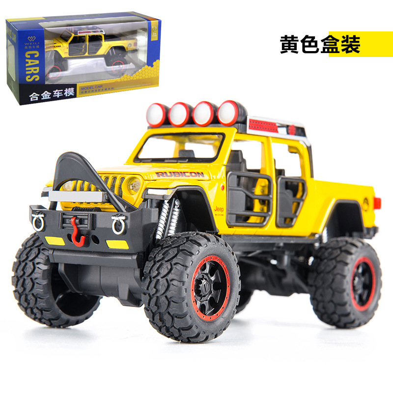 Weili aleación coche modelo 1:32 gran rueda jeep deslizamiento fuera de carretera vehículo puerta con sonido y luz de los hombres de juguete modelo de coche adornos