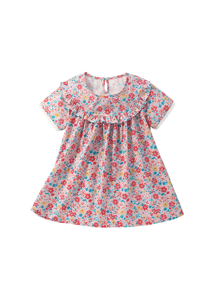 Malwee transfronterizo vestido de princesa de niñas verano nuevo cuello redondo mangas cortas Europa y América falda de niños vestidos de niños