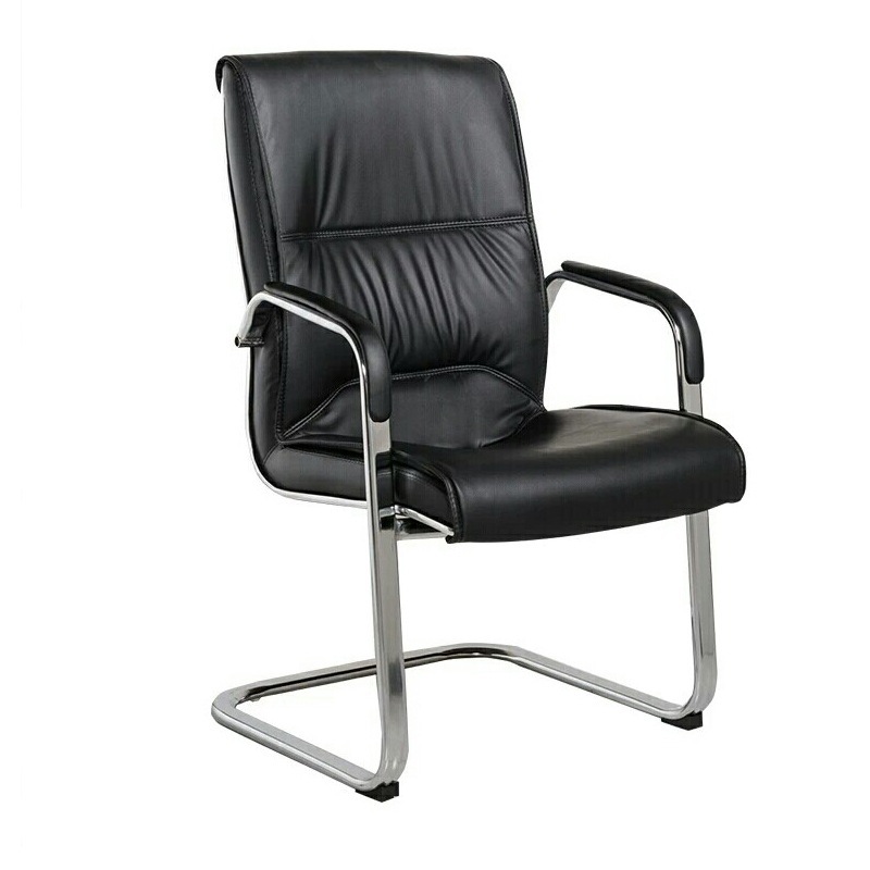 Modern Simple Staff Computer Chair Reception Chair Backrest Conference Chair Office Bow Fixed Armrest Mahjong Leather Chair