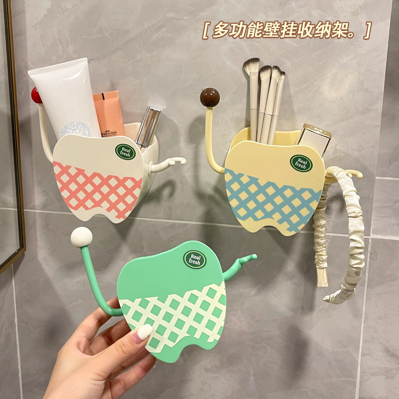 卡通可爱小物件收纳盒圣诞平安夜装饰苹果造型免打孔壁挂式置物架|undefined