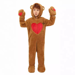 Christmas Costume Cosplay Cute Bear Animal Costume Family Costume Khaki Bear Personalized Loose Pajamas