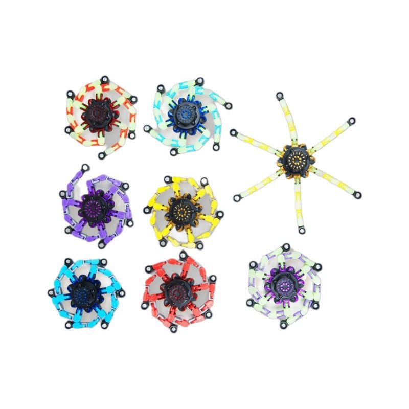 어린이 기계적 변형 자이로 발광 손가락 감압 나선형 가변 손가락 발광 체인 변형 창조적 인 장난감