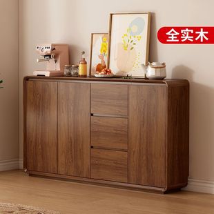 All Solid Wood Sideboard Cabinet Wall Integrated Household Living Room Storage Tea Cabinet Kitchen Cabinet Storage Cupboard