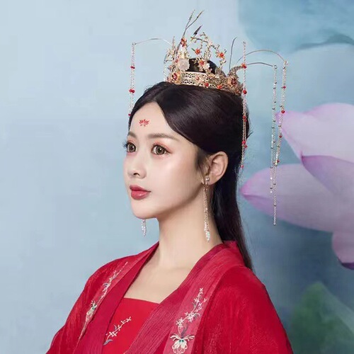 Hanfu headwear hair crown women's ancient style simple hair accessories Wei and Jin Dynasty costume phoenix crown retro tassel hairpin hairpin