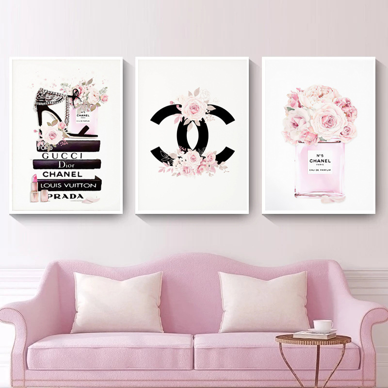 Foreign trade fashion art picture perfume bottle printing poster flower bedroom book shoes girl room decoration painting core