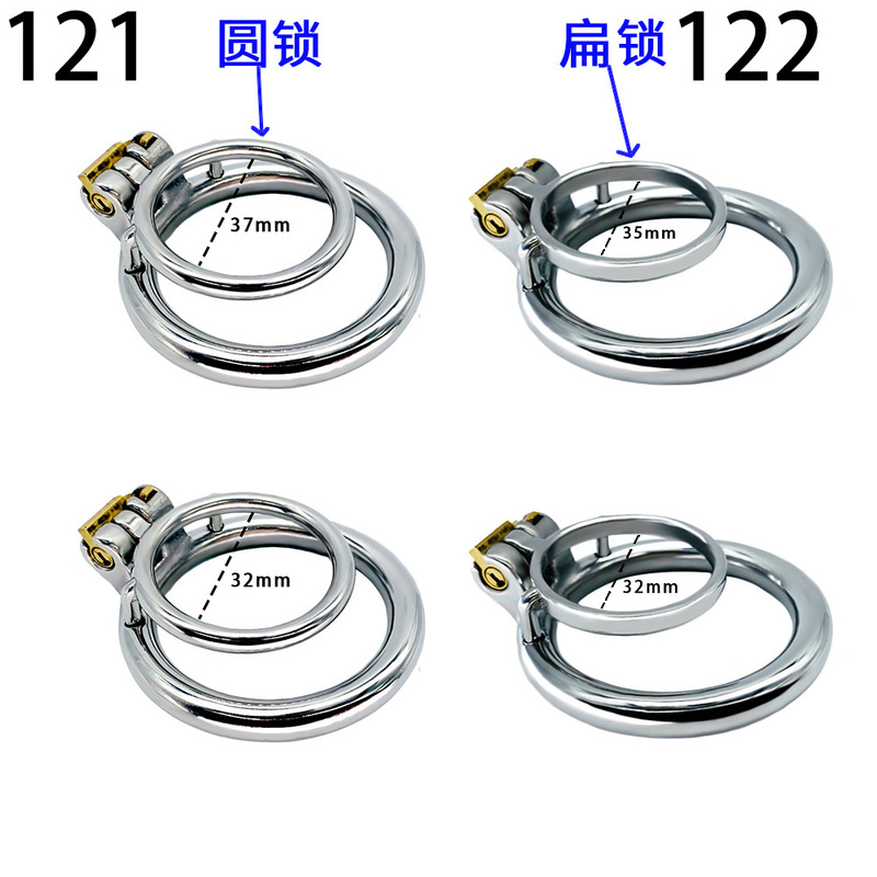 Frrk2022 Male Stainless Steel Chastity Lock Penis Cage Ball Stretcher Cock Ring Adult Penis Lock Sex Toys