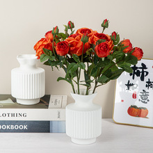 欧式仿陶瓷花瓶简约家居装饰品摆件白色磨砂斑点花插花器塑料花瓶