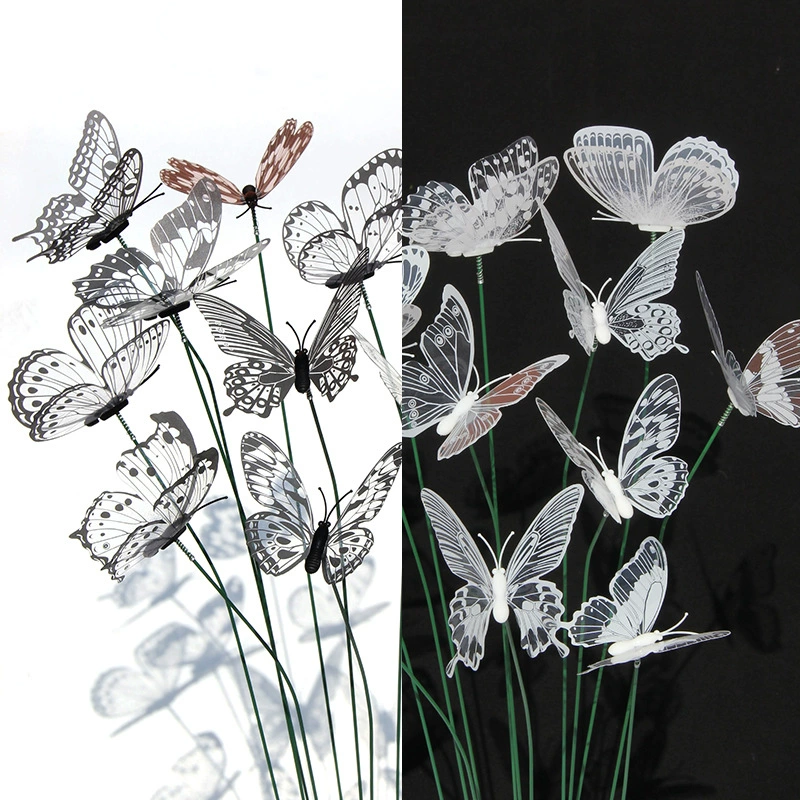 8CM черный белый вставка бабочка прозрачная 3D стерео симулятор бабочка цветы садовый сад декоративная бабочка
