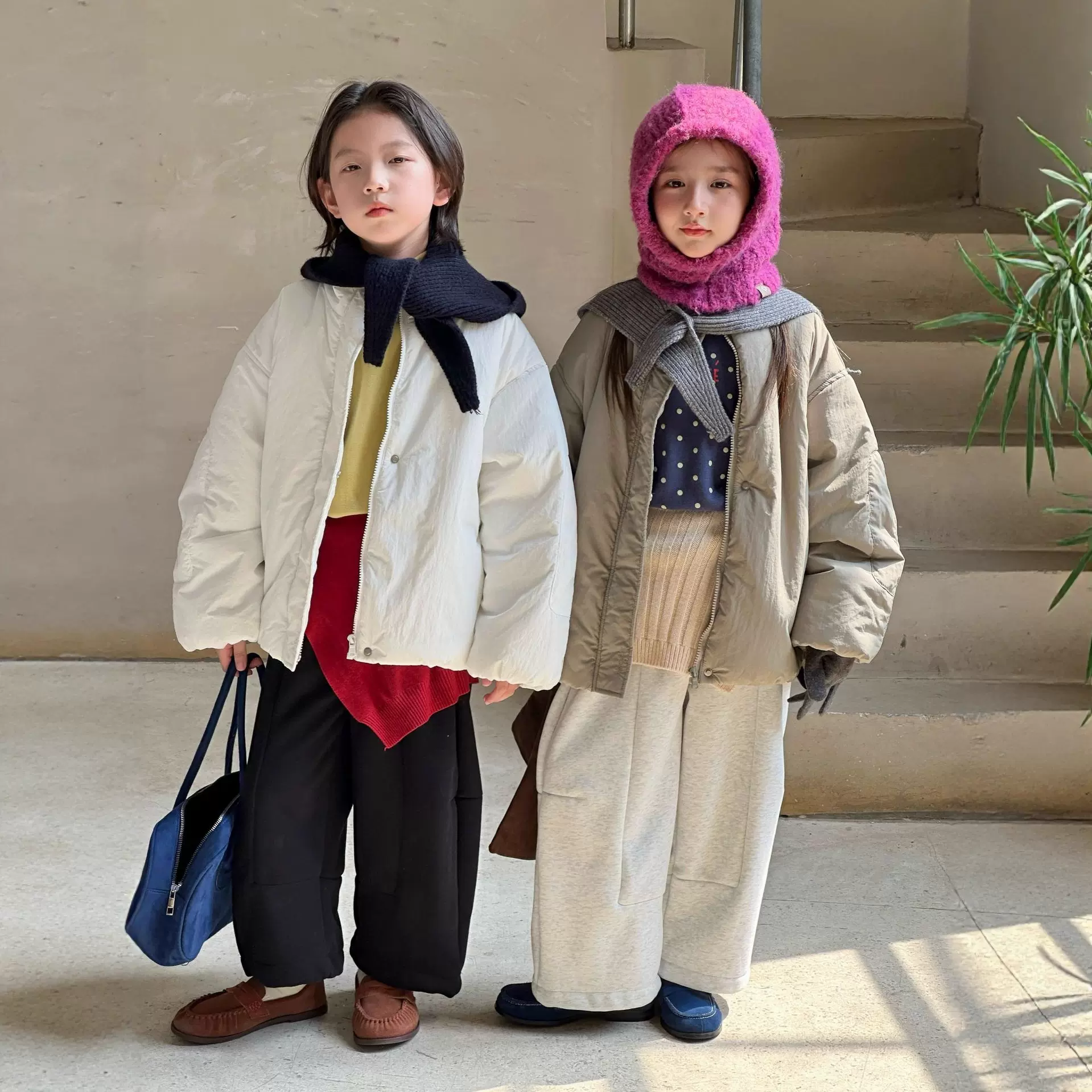 2025冬季新款韩版儿童加厚棉衣男女童毛线帽子保暖面包外套洋气潮