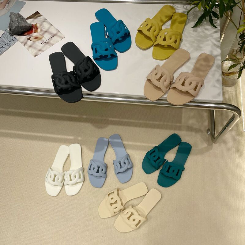 Vacation Macaron Color Series ~ Pig Nose Jelly Beach Shoes Instagram Style Trendy Flat Sandals and Slippers Women's Summer Outer Wear Open Toe