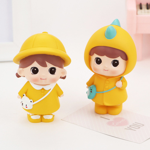 Creative cute couple doll car ornaments cartoon little dolls baking cake decorations office desk decorations