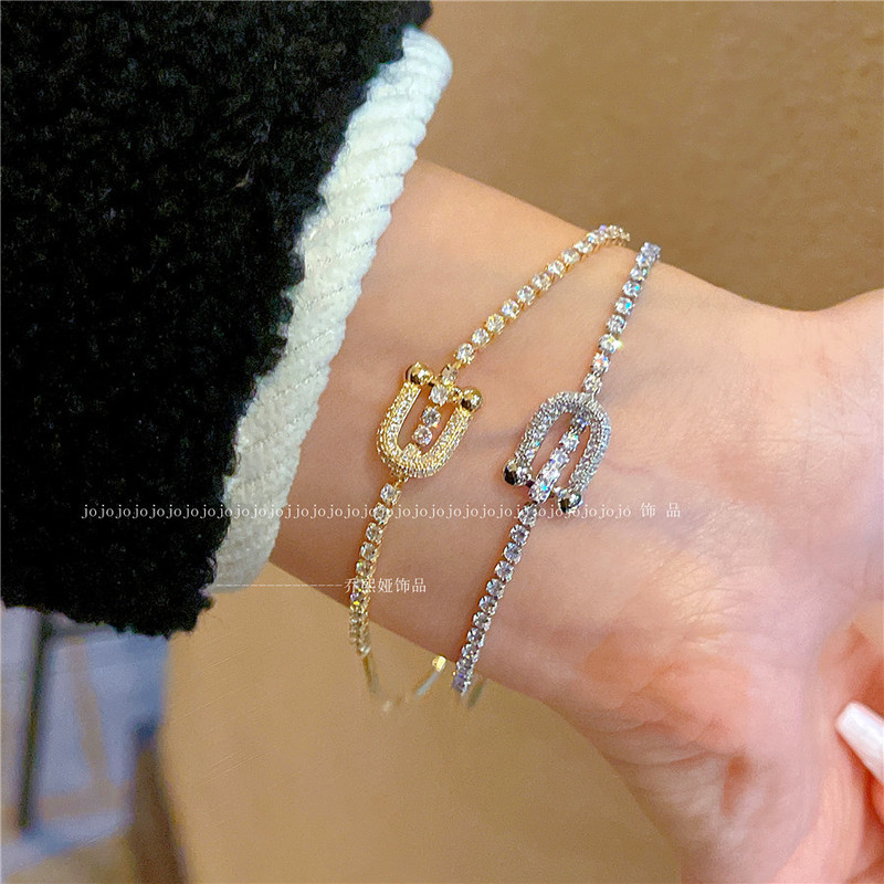 Shiny Exquisite Micro-inlaid Sparkling Zircon Bracelet Niche All-match Internet Red Wind East Gate Hand Rope Jewelry