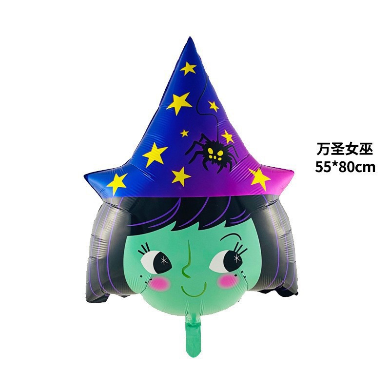 Globo de película de aluminio de Halloween nuevo tema de bruja de dibujos animados calabaza fiesta de Halloween diseño de globos en forma de fantasma