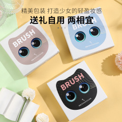 萌え猫ミニ化粧ブラシ6点セット繊細ソフトブラシ毛帯鏡初心者化粧道具