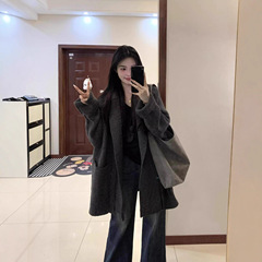 慵懒风宽松休闲针织开衫女秋冬加厚保暖气质百搭中长款毛衣外套