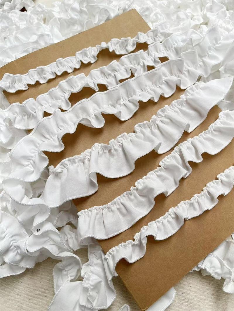 小尺寸白色纯棉布森系领口褶皱边洛丽塔娃娃衣服裙摆袖口花边辅料