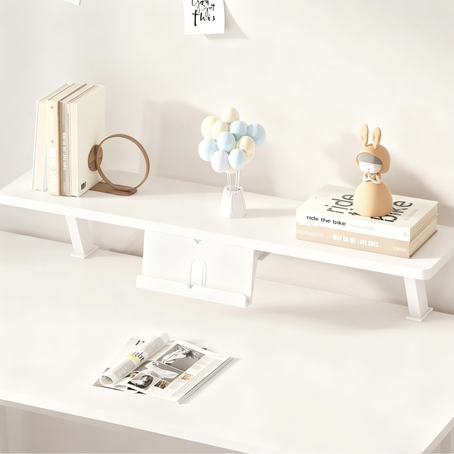 Mesa de estudio para niños mesa de escritorio sin agujeros de almacenamiento dormitorio colgante elevada estante de lectura estratificado