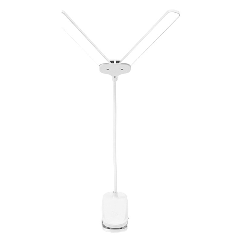 Lámpara de escritorio clip transfronterizo iluminación de protección ocular de doble cabeza protección ocular recargable LED aprendizaje niños estudiante lámpara de escritorio dormitorio