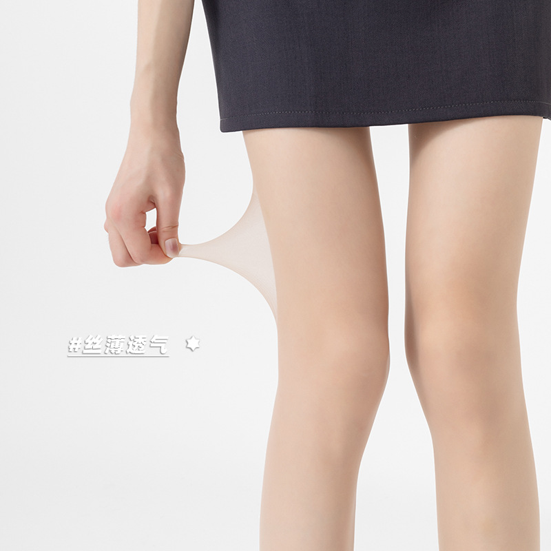 Botas Pantimedias de algodón para mujer, estilo fino de primavera y verano, artefacto de piernas ligeras, sensación desnuda, anti-gancho ultrafino, calcetines de piel de seda negra