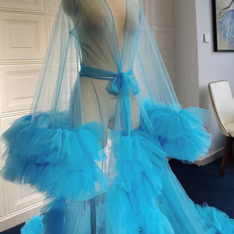 Aliexpress venta caliente de nuevo estilo exterior red simple cardigán chale de novia boda túnica de la mañana estudio madre embarazada arte foto capa