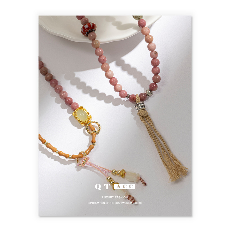 Xingyue Bodhi Pulsera con cuentas Flor de concha Nueva pulsera de piedra roja china Shoushan Piedra de olivina 25 años Nuevo producto