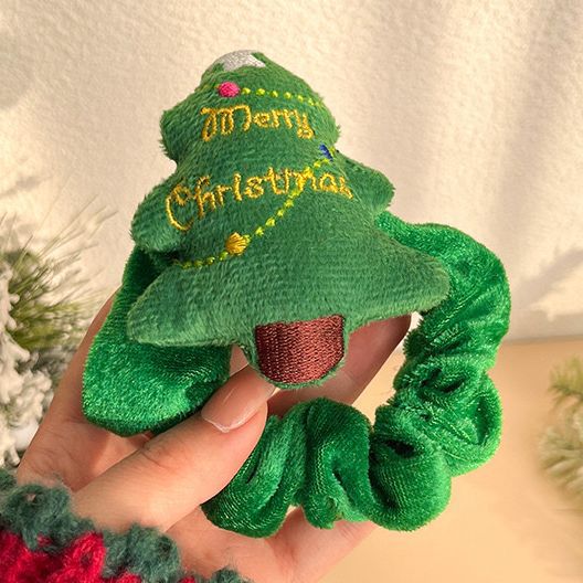 Galletas de ciervo de dibujos animados Accesorios para el cabello de Navidad transfronterizos Cuerda para el cabello tejida Anillo para el cabello de intestino grueso Vestir personas Tombros lindos de felpa