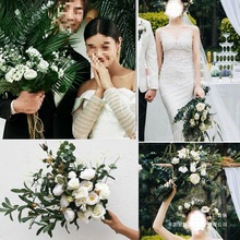 影楼外景旅拍摄影道具 森系手捧花 长杆小清新 韩式 新娘婚礼花束